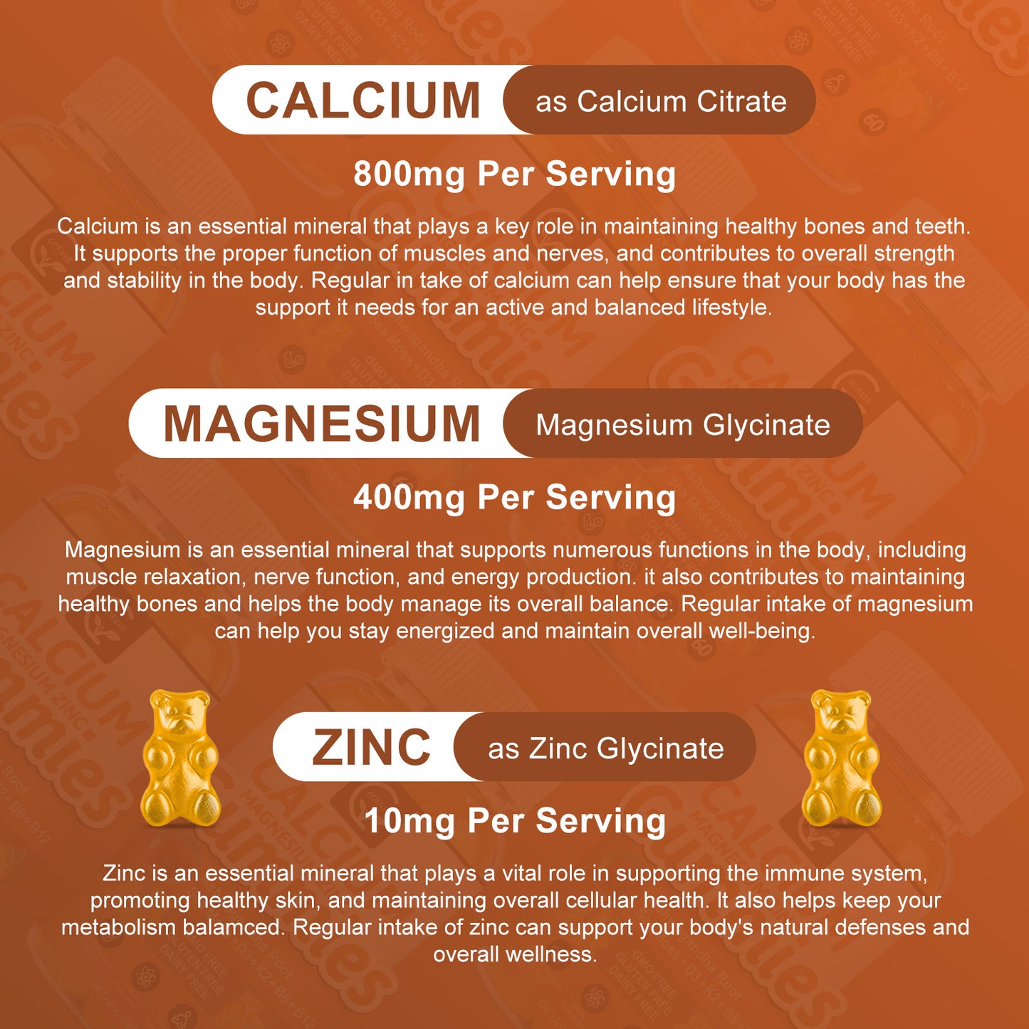 Calcium Gummies with D3, K2, B12, Sea Moss & Ashwagandha - Bone, Muscle & Immune Support