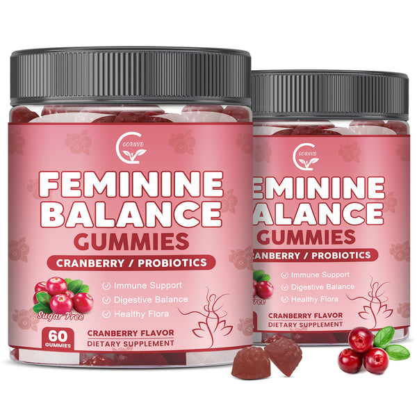Premium Feminine Balance Gummies for Women, Support pH Balance & Vaginal Probiotics Health Gummies with Cranberry Pineapple Powder, D-Mannose, Sugar Free, Gluten Free, Vegan