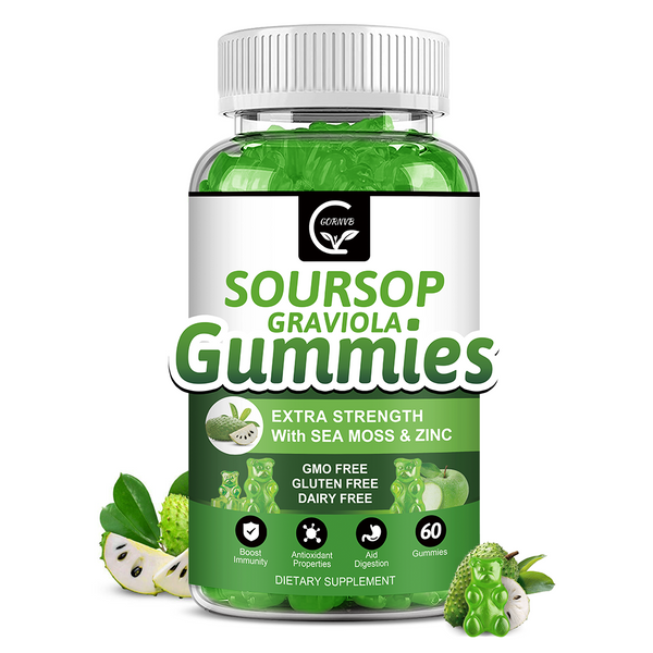Organic Soursop Gummies with Sea Moss, Zinc & Vitamin C - Immune, Liver & Sleep Support