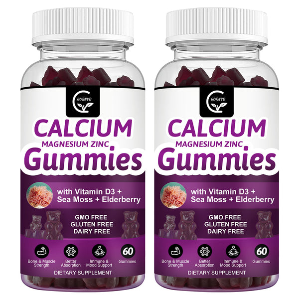 Calcium Magnesium Zinc Gummies with D3 & Sea Moss – 2:1 Ratio, Vegan